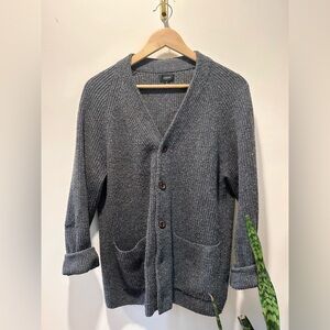 J. Crew• Charcoal Ribbed Button-Front Cardigan